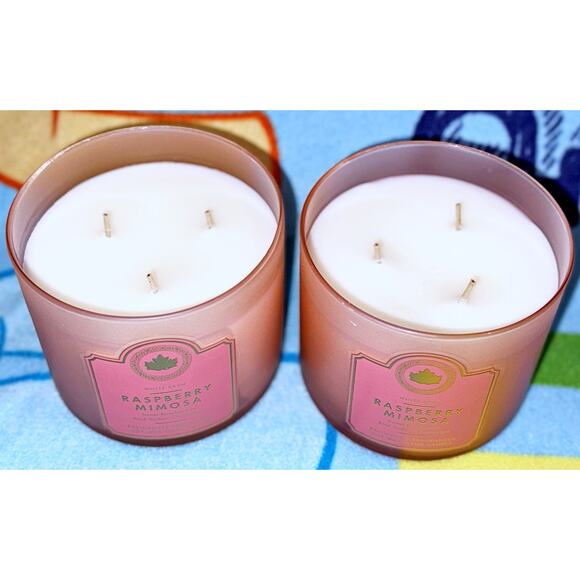 Lot of 2 Bath & Body Works Raspberry Mimosa Large 3-Wick Candle 14.5oz - Picture 4 of 5